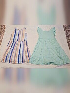 Girls' Size 8 Striped Tank Dress & Mint Ruffle Sleeve Dress